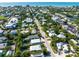 Wide aerial view of homes in a lush, established neighborhood with tree lined streets and canal access at 507 Spring Ave, Anna Maria, FL 34216