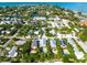 Breathtaking aerial shot of a coastal neighborhood, showcasing vibrant landscaping and access to the sea at 507 Spring Ave, Anna Maria, FL 34216