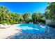 Backyard pool and spa surrounded by a brick paver patio, lush tropical landscaping, and white lounge chairs at 507 Spring Ave, Anna Maria, FL 34216