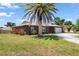 Captivating front yard view showcasing a healthy, verdant lawn, complimented by a mature, majestic palm tree at 710 Beverly Rd, Venice, FL 34293