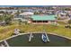 An aerial view of the community recreational facilities and marina at 714 N Waterway Dr, Venice, FL 34285