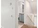 Bathroom includes a sink with gray cabinets, a shower, and a towel rack at 7832 Panther Ridge Trl, Bradenton, FL 34202
