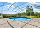 View of the screened-in pool area with beautiful blue tiled pool and patio at 7832 Panther Ridge Trl, Bradenton, FL 34202