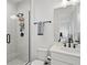 Modern bathroom featuring a glass-enclosed shower and sleek fixtures at 8272 Redonda Loop, Bradenton, FL 34202