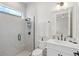 Sleek bathroom featuring a glass-enclosed shower and modern vanity at 8272 Redonda Loop, Bradenton, FL 34202