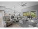 Open-concept living room with modern decor seamlessly connects to the outdoor patio area at 11410 57Th E St, Parrish, FL 34219