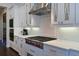 Bright kitchen boasts stainless steel appliances, white cabinets, and white backsplash at 11807 Rive Isle Run, Parrish, FL 34219