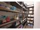 Walk-in pantry with floor-to-ceiling dark wood shelving and ample storage space at 11807 Rive Isle Run, Parrish, FL 34219