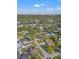 Aerial view of home showcasing its location with lush surroundings and a distant city skyline at 1801 W Saint Isabel St, Tampa, FL 33607