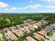 Expansive aerial view of the community, showcasing lush landscaping, neighborhood pool, and beautiful homes at 2152 Majestic Oaks Blvd, Clearwater, FL 33759