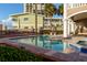 Lush backyard oasis featuring a swimming pool with a spa, patio seating, and mature landscaping for privacy and enjoyment at 3800 Gulf Blvd # Ph, St Petersburg, FL 33706