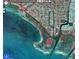 Aerial view of a coastal neighborhood with waterfront properties and a bay at 409 Bryn Mawr Is, Bradenton, FL 34207