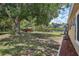 Backyard featuring a large tree, a boat and trailer, and a pool at 4468 Maraldo Ave, North Port, FL 34287