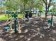 Outdoor community exercise area with accessible equipment set amongst mature trees at 4695 86Th N Ave, Pinellas Park, FL 33782