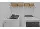 Laundry room with front load washer and dryer and shelving for storage at 5816 Mezzana Run, Palmetto, FL 34221