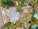 Aerial view of property highlighting roof, yard, and surrounding area, showcasing the layout and space at 5916 Gulfport S Blvd, Gulfport, FL 33707