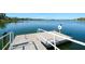 Picturesque lake view from a wooden dock with white railing and a life preserver, perfect for relaxing at 6721 Oak Manor Dr, Lakewood Ranch, FL 34202