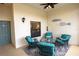Cozy screened patio features seating, neutral colors, and modern decor at 7235 River Hammock Dr # 204, Bradenton, FL 34212