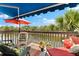 Inviting deck with an awning, colorful seating, and peaceful water views at 1312 Perico Point Cir, Bradenton, FL 34209