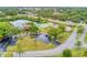 Aerial shot showcasing the community amenities including the pool, tennis courts, clubhouse and community lake at 1314 57Th W St # 1314, Bradenton, FL 34209