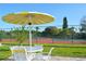 Community tennis courts with an umbrella-covered table and chairs for relaxing between matches at 1314 57Th W St # 1314, Bradenton, FL 34209