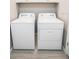 Laundry room featuring modern, white appliances at 18008 Waterville Pl, Bradenton, FL 34202