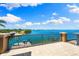 Waterfront views from this stunning balcony overlooking a private boat dock at 290 N Washington Dr, Sarasota, FL 34236