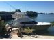 The home features a private dock for the large boat in the beautiful, calm canal at 290 N Washington Dr, Sarasota, FL 34236