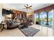 Living room with ornate features and water views at 290 N Washington Dr, Sarasota, FL 34236