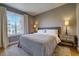 Bedroom featuring a comfortable bed, side tables with lamps, and large bright windows at 525 N Orange Ave # 202, Sarasota, FL 34236