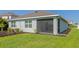 Backyard showcasing a neatly maintained lawn, mulch beds, and home exterior at 12712 Dusty Trail Dr, Sarasota, FL 34238