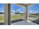 Covered patio overlooking the backyard with view of a fenced yard at 12732 Lateral Root Dr, Sarasota, FL 34238