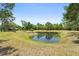 Beautiful pond surrounded by trees on a sunny day creating a tranquil outdoor space at 13719 Seminole Trl, Wimauma, FL 33598