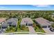 A gorgeous aerial view features spacious properties with manicured lawns and a serene lakeside backdrop at 204 Corelli Dr, Nokomis, FL 34275