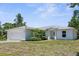 Charming single-story home featuring a well-maintained lawn, a two car garage, and decorative plants at 2575 Johannesberg Rd, North Port, FL 34288