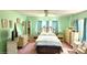 Cozy bedroom featuring wood furniture, blue curtains, and plenty of storage space at 3308 Oakwood S Blvd, Sarasota, FL 34237