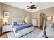 Bedroom featuring a ceiling fan, stylish decor, and a serene ambiance at 4818 88Th E St, Bradenton, FL 34211