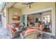 Cozy covered patio with stylish wicker furniture, opening to the interior with sliding glass doors at 4818 88Th E St, Bradenton, FL 34211