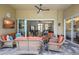 Inviting covered patio with plush wicker seating, seamlessly blending indoor and outdoor living spaces at 4818 88Th E St, Bradenton, FL 34211