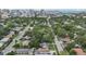 Aerial view of neighborhood with tree-lined streets leading to a charming residential area at 515 N Osprey Ave, Sarasota, FL 34236