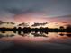 Beautiful sunset reflecting trees on pond surface, peaceful property for sale at 834 Springwood Cir, Bradenton, FL 34212