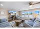 Bright living room featuring comfortable seating, modern decor, and natural light at 842 Jolanda Cir, Venice, FL 34285