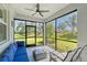 Relaxing screened lanai with a lounge chair and sofa, offering peaceful views of the surrounding landscape at 1017 Tidewater Shores Loop # 1017, Bradenton, FL 34208