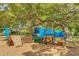 Community playground with slides, climbing structures, and more; all located under shady trees at 2110 Craft Ln, Sarasota, FL 34239