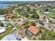 Beautiful aerial view of the waterfront neighborhood, emphasizing the canals and proximity to the water at 321 Sorrento Dr, Osprey, FL 34229