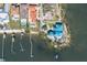 Aerial view of waterfront homes, showcasing the surrounding waterfront neighborhood and access to the ocean at 5912 Riverview Ln, Bradenton, FL 34209