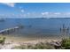 Scenic waterfront view with weathered dock and calm, clear water at 5912 Riverview Ln, Bradenton, FL 34209