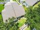 Overhead shot of the property displaying backyard, screened in patio, lush trees and landscaping at 6222 Country Club Way, Sarasota, FL 34243