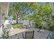 Backyard patio boasts ample seating and a grill, set amongst tropical landscaping and green lawn at 777 51St N Ave, St Petersburg, FL 33703