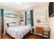 Well-lit bedroom with hardwood floors, desk, surfboard decor, and a large window at 777 51St N Ave, St Petersburg, FL 33703